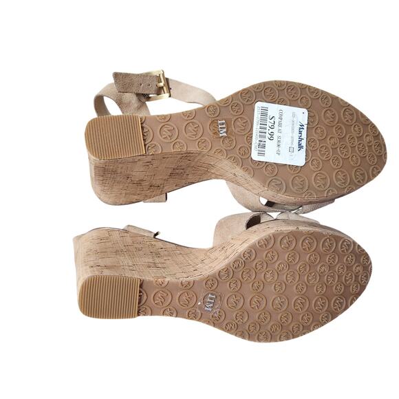 Michael Kor's Suede Wedges Women's 11 Cork Sandals Tan - Picture 10 of 10